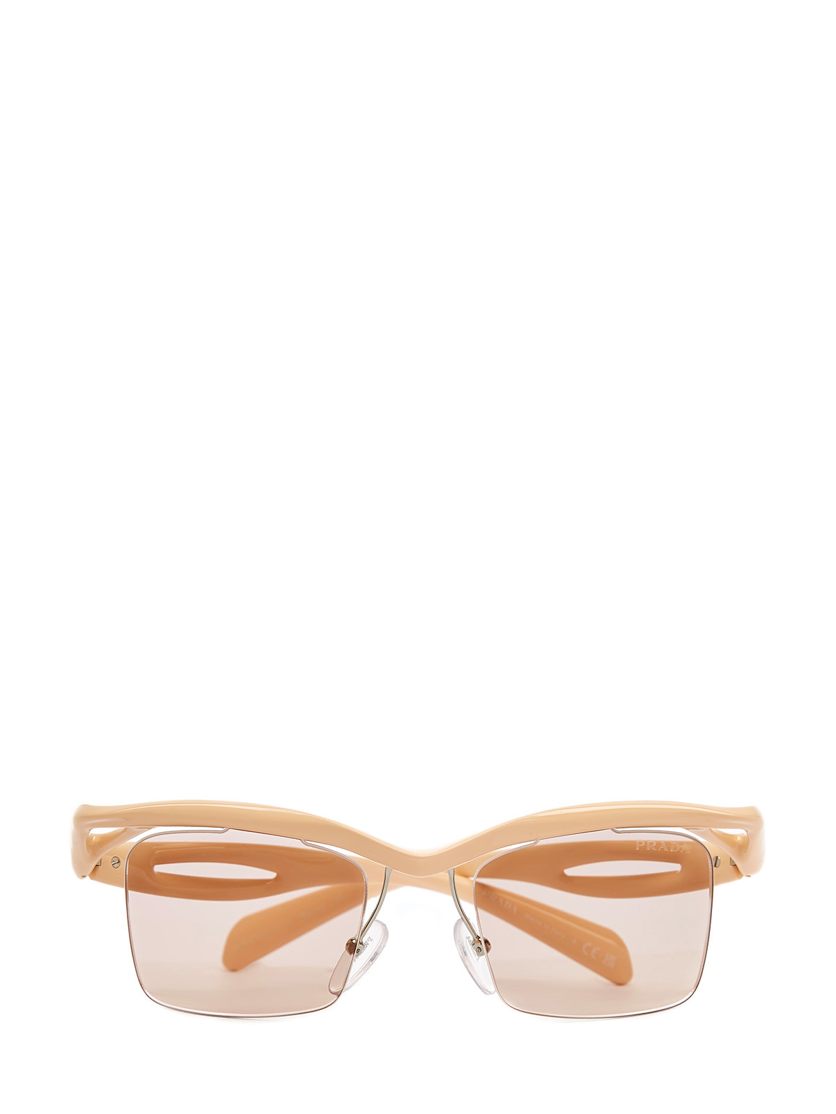 

Солнцезащитные очки с безободковыми линзами и фигурной оправой, Бежевый, Солнцезащитные очки с безободковыми линзами и фигурной оправой